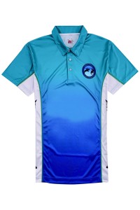 Order Gradient Color Men's Short Sleeve Polo Shirt Customized Shirt Side Stitching Activities Dye Sublimation Polo Shirt Three Buttons Dye Sublimation Garment Factory P1434 45 degree